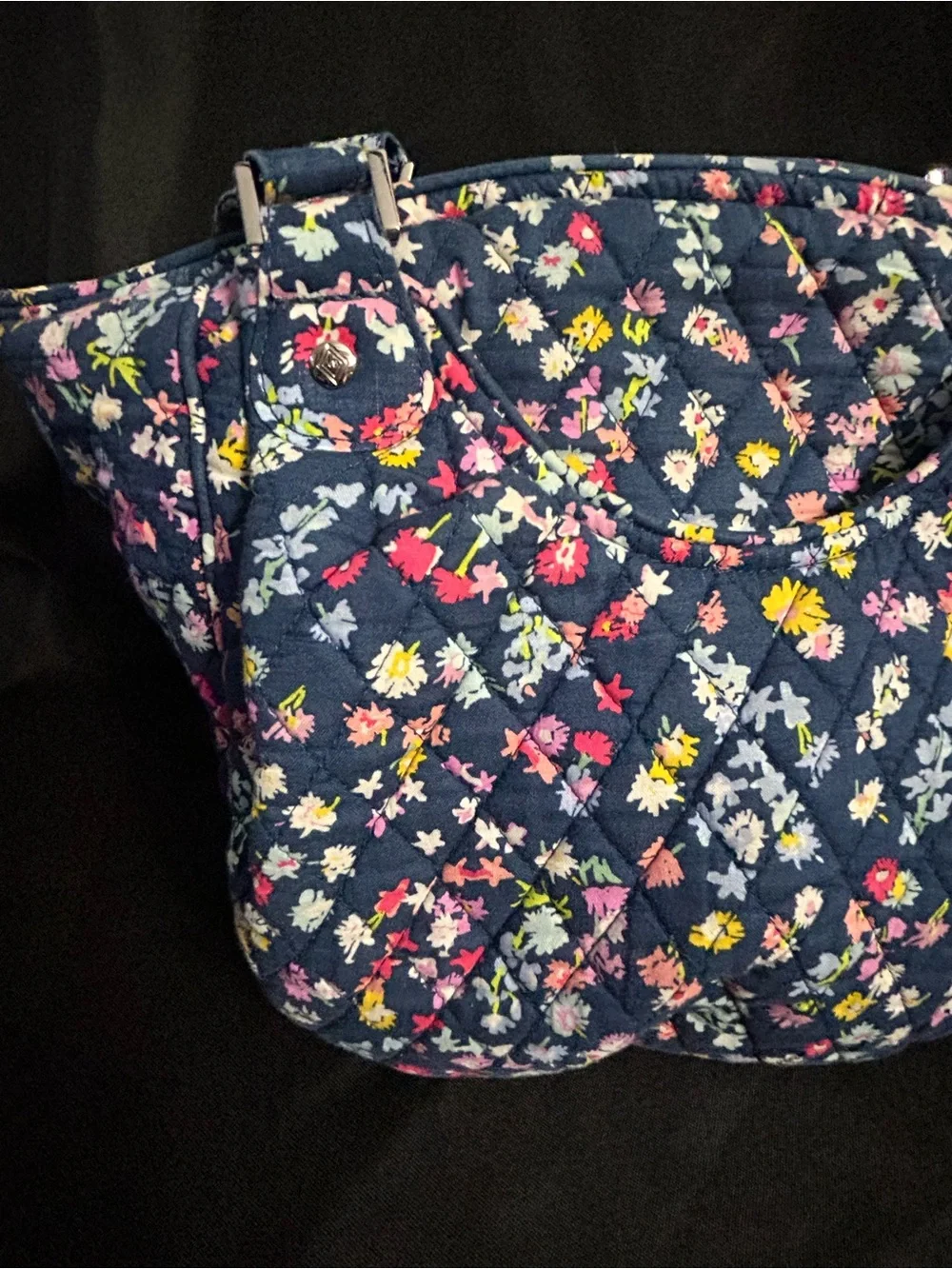 Vera Bradley Floral Quilted Navy Tote Bag Women's Shoulder Bag